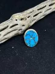 Native American navajo kingman Turquoise Sterling Silver Ring Size 6.75