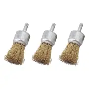 3X Brass Wire Cup Wheel Brush Set For-Drill Steel Metal Cleaning Rust Sanding
