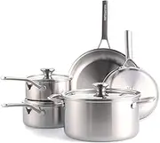 Merten & Storck Tri-Ply Stainless Steel Induction 8 Piece Cookware Pots and Pans Set, Multi Clad, Oven Safe, Silver