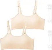 SALIA Girl Training Bra for Girls 10-16 with Fixed Padding, Girls Bras for Teens with 2 Pairs of Replaceable Clear Straps