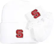 Future Tailgater North Carolina State NC State Wolfpack Newborn Baby Knit Cap and Socks with Lace Set White, White