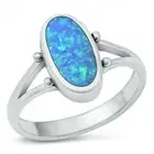 Ring Genuine Solid Sterling Silver 925 Blue Lab Opal Face Height 13.7 mm Size 10
