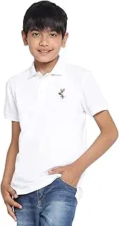 [Li'l Tomatoes] Lil Tomatoes Boys Cotton Polo T-Shirt, White, White, 9-10 Years