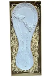 NWT Vietri Bellezza White Bird Spoon Rest Holder Retired Tuscan Ceramic Embossed