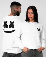 MARSHMELLO SMILE CREST SHIRT WHITE HOODIE CREWNECK SWEATSHIRT
