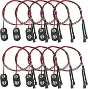 eMagTech 10PCS 9V Battery Clip Connectors Tinned Snap Strap Wire Lead & Crimp Terminals 35cm for Power LED or Other Equipment with 9V Battery