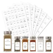 6 sheets 216 Spice Labels Stickers, Clear Spice Jar Labels Preprinted，kitchen
