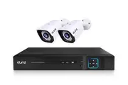 Elinz 4CH DVR AHD 1080P HD CCTV 2x Outdoor Bullet Security Camera System Surveillance Video & Audio Recording No HDD