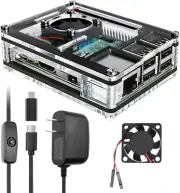 Raspberry Pi 3 B+ Case with Fan Cooling, 3 Heat Sinks, 5V 3A Power Supply