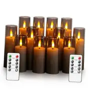 Flickering Flameless Candles, Battery Operated Acrylic LED Pillar Candles with