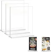 ZHIGOU Acrylic Sign Holder A4 Transparent Tabletop Menu Display Stand, T-Shaped Advertising Stand, Double-Sided Plastic Frame for Restaurant, Office, Hotel, Store Promotion, Event, Photo Frame