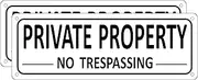 Private Property Sign (2 Pack), Aluminum No Trespassing Sign for House, 10" x 3.5" Metal No Trespassing Signs Private Property Signs Outdoor for Yard