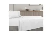 Algodon King Bed Fitted Flat Sheet Set Bedding w Pillowcases 300TC Cotton White