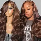 Chocolate Brown 13x6 Lace Frontal Wig Colored Body Wave Human Hair Wig 4x4 5x5