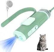 Pet Hair Dryer, 950W Neck Pet Water Blower, Pet Grooming Hair Dryer with Comb, 50-80°C Constant Temperature Blowing, 3 Levels of Wind Power, Hair Force Dryer for Cats, Dogs, Small Pets Green