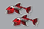 2X Diver Down Bone Fish Sticker Scuba Dive Flag Laptop Car Window Bumper Decals