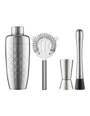 [Maxwell & Williams] Cocktail & Co Lafayette Cocktail Set 4 Piece Gift Boxed in Silver