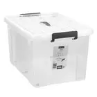 3pkx 65L Plastic Storage Box Carry Handle W/Wheels Crate Organiser Container Tub