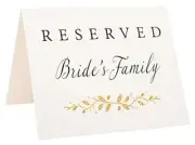 2 City Geese Reserved Wedding Table Signs | Set of 6 Pearl White and Gold Res...