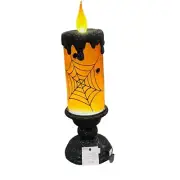 Gerson Halloween Orange Lighted Foggy Smoke Spider Web Water Globe Candle