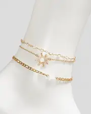 [Karyn In LA] Karyn In LA Girls' Maui Anklet Pack in White/Gold One Size White/Gold