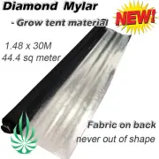 Hydroponics Diamond Mylar On Fabric Hydro Film Grow Room Liner 1.48x30M Roll
