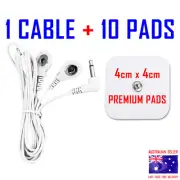 Omron compatible ELECTRODE TENS PADS CABLE WIRE LEAD CORD + 4cm x 4cm x 10 PADS