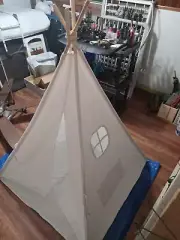 Girls/Boys Teepee Tent - Natural Canvas Play Tent for Indoor & Outdoor Use