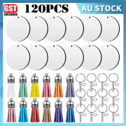 120PCS Sublimation Blanks Keychains Bulk Keychains Ornament Set with Tassels