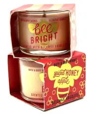 NEW 2 BATH & BODY WORKS SPICED HONEY APPLE 1-WICK BEES WAX MINI CANDLE 1.3 OZ
