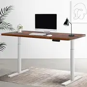 Artiss Electric Laptop Standing Desk Height Adjustable Sit Stand Desks 47 x 24 Inch Desktop Table for Office Study Computer Workstation (Brown Top + White Frame) Dual Motor Whole Piece Monitor Riser