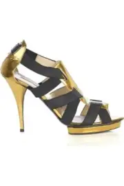 NEW OSCAR DE LA RENTA Gold Black Corset Sandals Size 37 - 7