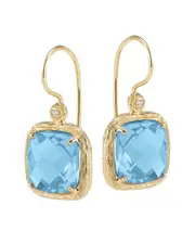 I. Reiss 14K 9.24 ct. tw. Diamond & Blue Topaz Earrings