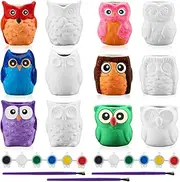 Tanlade 12 Set Paint Your Own Ceramic Planters Mini Owl Ceramic to Paint Succulent Pots 2.5 Inch Bisque Ceramics Unpainted with Drainage Hole Ready to Color Classroom Craft Project Activity