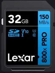 Lexar High-Performance 800x PRO 32GB SDHC SDXC UHS-I Card BLUE Series read speed up to 150MB/s shoot high-quality images and stunning 1080p Full-HD LSD0800P032G-BNNNG
