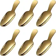 Dessert Spoon 6 Pcs Stainless Steel Salt Spoon Short Handle Coffee Scoop Mini Tea Spoons for Small Jars, Sugar, Honey, Spice, Ice Cream, Milk Powder (Gold)