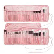 32 Piece Pink Make up Brush Set with Portable Carrying Pouch Case