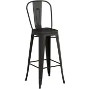 30'' High Black Metal Cafe Restaurant Barstool Chair For Indoor or Outdoor