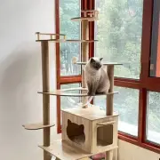 JIABINFU Multi-Level Cat Tree Tower with Sisal Scratching Posts & Toys