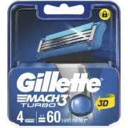 Gillette Mach3 Turbo Replacement Blades 4 Pack - USA BRAND