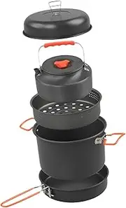 Abbraccia Camping Cookware Set Cooking Utensils Set Outdoor Cook Gear,Cookset,Cooking Pot and Pan Frying Pan Kettle for Fishing Family