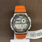 Casio AE-1000W-4B Youth Stopwatch World Time Digital Orange Sport Men's Watch