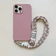 INS Crossbody Lanyard Necklace Marble Chain Silicone Case for iPhone 14 13 12 Mini 11 Pro XS Max XR X 8 7 6S 6 Plus SE2020 Cover,Pink with Lanyard,for iPhone 6 6S Plus