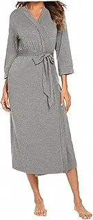 [GDYJP] Women Bathrobe Maternity Robe Pregnant V-Neck Breastfeeding Bathrobe Pajamas Long Sleeve Nursing Nightgowns for Pregnant (Color : Light Grey, Size : Small)