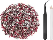 uxcell 5000pcs Flatback Rhinestones Resin, SS6 2mm Resin Rhinestones Bulk Round Shine Gems with Pickup Tools for DIY Nail Art Tumblers Mugs Clothes, Bright Red