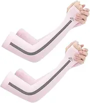 [Yardenfun] 2Pairs Portable Breathable Elbow Sleeve Protectors for Sun Protection Stretchy Arm Covers for Outdoor Activities Lightweight Cooling Arm Sleeves Pink for Cycling