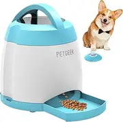 PETGEEK Automatic Dog Feeder Toy, Interactive Cat Dog Puzzle Toys Treat Dispensing, Electronic Dog Food Dispenser Remote Control, Safe ABS Material Pet Toy for All Breeds of Dogs Cats, Blue Color