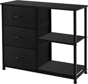 AZL1 Life Concept Dresser, 3 Drawer Organizer Unit with 2 Shelves, Storage Chest for Bedroom, Entryway, Hallway, Living Room, Office, Waterproof Top Metal, Black