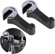 Zurligi 2 Pack Car Headrest Hooks with Mobile Phone Holder (Car Headrest Hidden Hook 02)