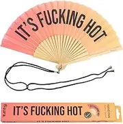Fisura - Original Handheld Folding Fan with message in english. Funny wooden fan. Original holding Hand Fans. Birthday Gifts Wedding Party Decoration (Hot, black) (Hot, red gradient)